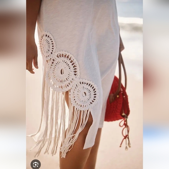 Anthropologie Celandine Beach Cover-Up  Resortwear Size S WHITE crochet - Picture 1 of 10
